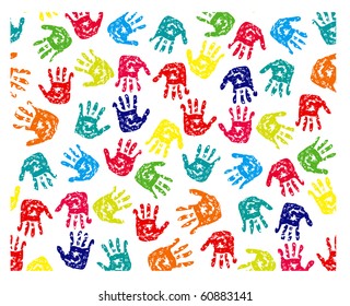 Seamless pattern, prints of hands. EPS v. 8.0