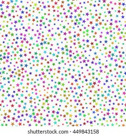 Seamless Pattern of Prismatic Stars with Various size and Shades  scattered Randomly.