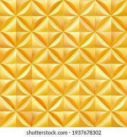 Seamless pattern. Pseudo-volumetric drawing of gold color.