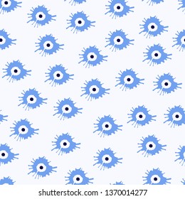 Seamless pattern with psychedelic eyes on blue background