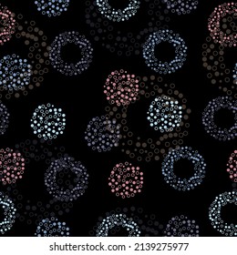 Seamless pattern with a Psychedelic kaleidoscope footage.  Irregular Hand Drawn Simple Dotted Print. Tiny Polka Dots Isolated on a Light Pink Background.