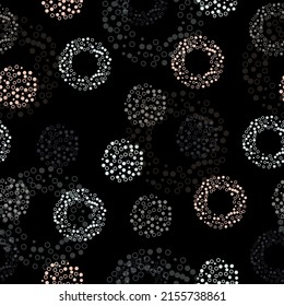 Seamless pattern with a Psychedelic kaleidoscope footage.  Irregular Hand Drawn Simple Dotted Print. Tiny Polka Dots Isolated on a Light Pink Background.