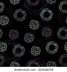 Seamless pattern with a Psychedelic kaleidoscope footage.  Irregular Hand Drawn Simple Dotted Print. Tiny Polka Dots Isolated on a Light Pink Background.