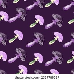 Seamless pattern with psychedelic mushrooms. Magical fly agaric wallpaper. Design for printing, textile, fabric, fashion, interior, wrapping paper. Vector illustration