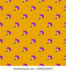 Seamless pattern with psychedelic mushrooms. Magical fly agaric wallpaper. Design for printing, textile, fabric, fashion, interior, wrapping paper. Vector illustration