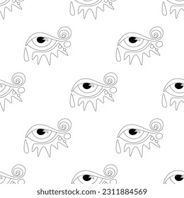 Patrón sin brillo con impresión psicodélica con ojos surrealistas. Diseño Surrealista, Textura Interminable. Estilo de caricatura pop con manchas. Colorear la página del libro. Ilustración de contorno vectorial
