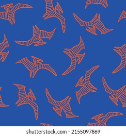 Seamless pattern with Pterodactyl. Background for fabric, textile, web, art, hand drawn, cute, clothes, wrapping paper and other design.