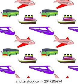 patrón ininterrumpido de vehículos de transporte público.autobuses, trenes de alta velocidad, aviones, buques