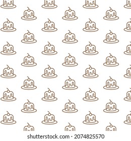 Seamless pattern of pudding in white background with mini doodle (icon). Vector Illustration