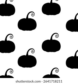 Seamless pattern pumpkin black simple silhouette icon vector illustration isolated on white background.Happy Halloween.