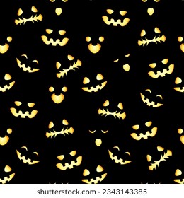 Seamless pattern with pumpkin faces. Halloween.
