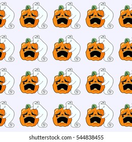 seamless pattern. pumpkin and ghost.