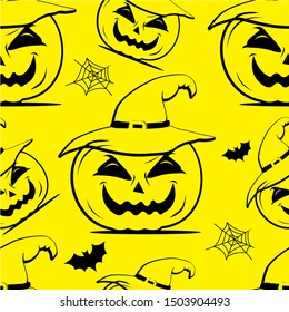 Seamless pattern pumpkin halloween 1 Vector
