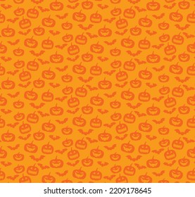 Seamless pattern pumpkin halloween bat banner background texture design vector illustration