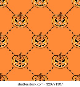 Seamless pattern with a pumpkin. Halloween Party design template. Vector