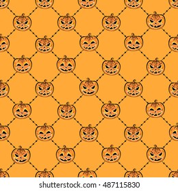 Seamless pattern with a pumpkin. Halloween Party design template. Vector