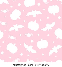 Seamless pattern pumpkin Halloween silhouette on a pink background vector illustration