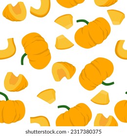 A seamless pattern of pumpkin isolated on white background. vector illustration.