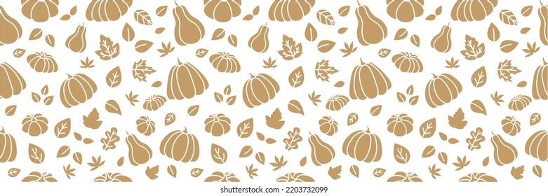 Seamless pattern pumpkin and leaf. Autumn seamless pattern pumpkin and leaves