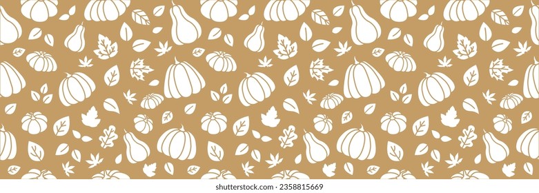 Seamless pattern pumpkin and leaf. Autumn seamless pattern pumpkin and leaves