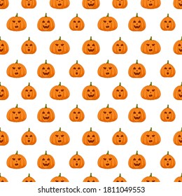 Seamless pattern with pumpkin on white background, vector illustration