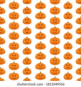 Seamless pattern with pumpkin on white background, vector illustration