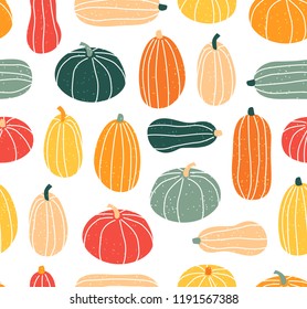 Seamless pattern with pumpkin in pastel colors. Vector illustration in flat design. Halloween background