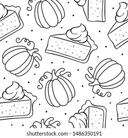 Seamless pattern pumpkin pie   pumpkin  Doodle style  Vector illustration 