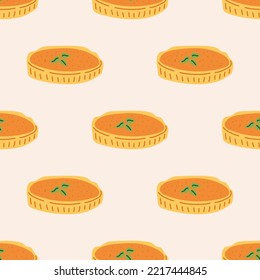 Seamless Pattern with Pumpkin Pie. The Thanksgiving Day collection. Flat vector illustration