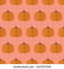 seamless pattern pumpkin vegetable food Halloween autumn on pink background vector wallpaper textile giftwrap
