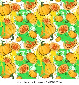Ilustración de vectores de fondo de ornamento de las verduras de calabaza de patrón sin soldadura