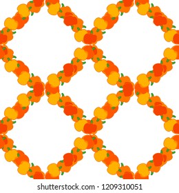 Seamless pattern with pumpkin. Vegetarian food. Cute cartoon. Vector illustration. Can be used for wallpaper, textile, invitation card, wrapping, web page background.