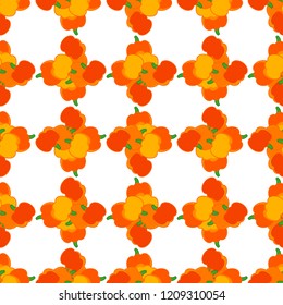 Seamless pattern with pumpkin. Vegetarian food. Cute cartoon. Vector illustration. Can be used for wallpaper, textile, invitation card, wrapping, web page background.