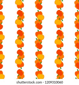 Seamless pattern with pumpkin. Vegetarian food. Cute cartoon. Vector illustration. Can be used for wallpaper, textile, invitation card, wrapping, web page background.