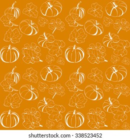 Seamless pattern with pumpkins.