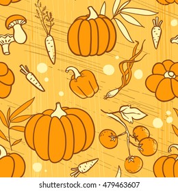 Seamless pattern with pumpkins