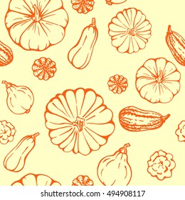 Seamless pattern with pumpkins
