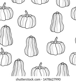 Seamless pattern of pumpkins, autumn, fall, halloween, vector