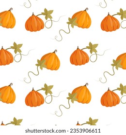 Seamless pattern of pumpkins. Autumn vibe pumpkin pattern in cartoon style.