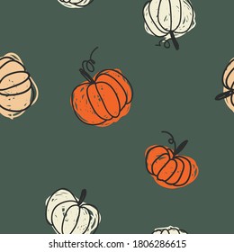 Seamless pattern with pumpkins. Beautiful background for Thanksgiving, halloween, autumn.
