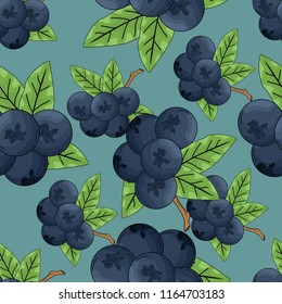 Seamless pattern with pumpkins, berries and leaves. Autumn. Vector illustration.