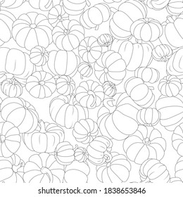 Seamless pattern with pumpkins for coloring.