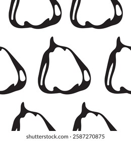 seamless pattern with pumpkins drawn with root contour in line art style on white background, for packaging or textile