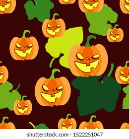 Seamless pattern with pumpkins for Halloween.