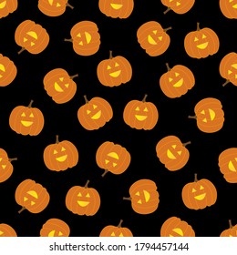 Seamless pattern with pumpkins. Halloween background. Vector illustration.