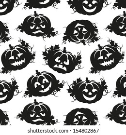 seamless pattern of pumpkins for Halloween black and white