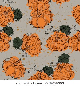 Seamless pattern with pumpkins. Halloween. Suitable for fashion textiles and graphic.