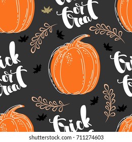 Seamless pattern with pumpkins. Halloween. Vector illustration.