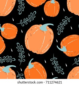 Seamless pattern with pumpkins. Halloween. Vector illustration.