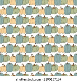 Seamless pattern with pumpkins. Harvest, autumn, pumpkin, Flat illustration. Vector.